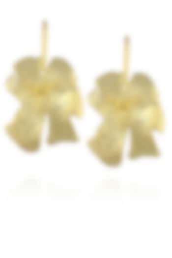 Matte gold finish bog hibiscus earrings available only at Pernia's Pop Up Shop.