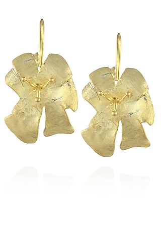 Matte gold finish bog hibiscus earrings by Dhora