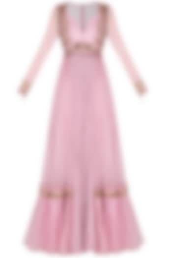 Lavender Hand Embroidered & Pleated Wedding Anarkali Style Jumpsuit by NIKITA KANODIA GUPTA at Pernia's Pop Up Shop