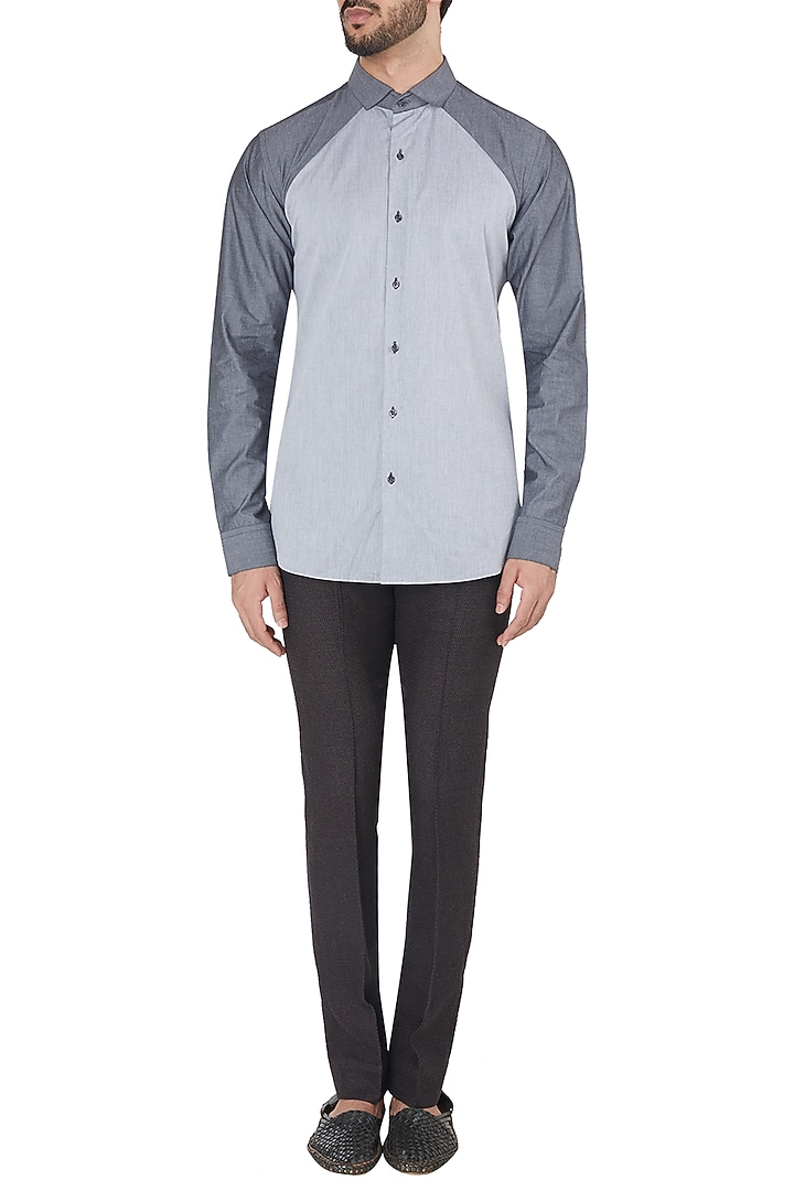 Light and dark grey cut way shirt available only at Pernia's Pop Up Shop.