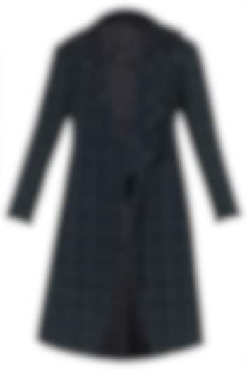 Black Drape Collar Long Overcoat by Dhruv Vaish