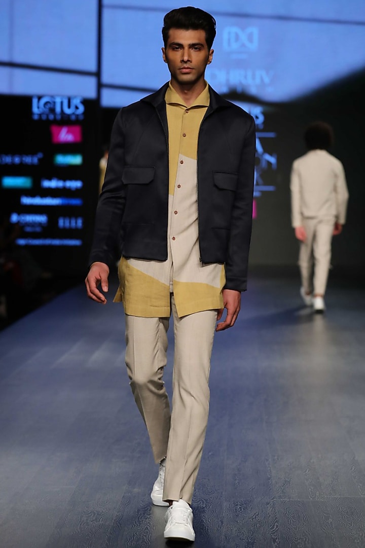 Night Navy Satin Jacket by Dhruv Vaish at Pernia's Pop Up Shop