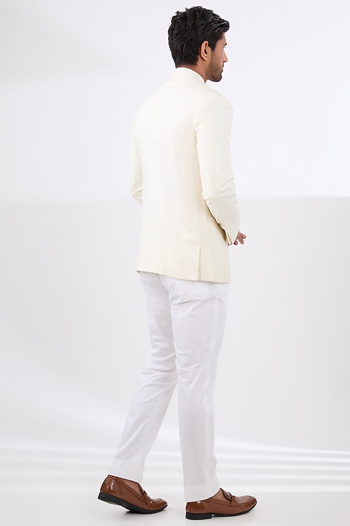 Ivory Silk Wedding Bandhgala by Dhruv Vaish at Pernia's Pop Up Shop
