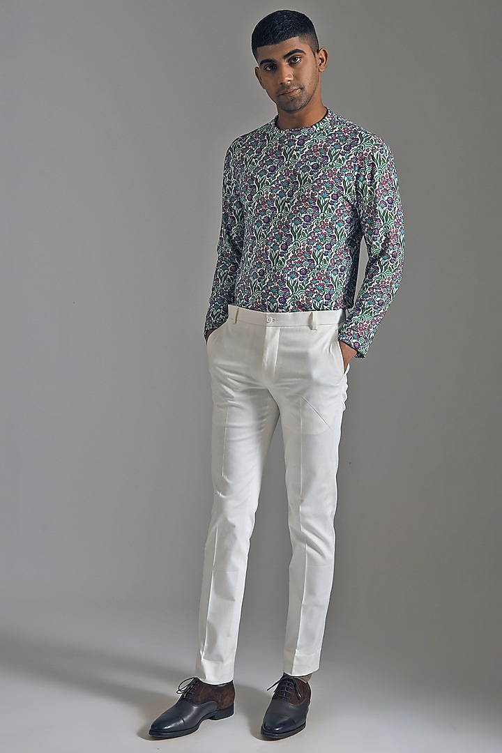 Cream Trousers With Side Pockets by Dhruv Vaish