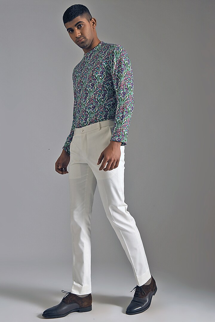 Cream Cotton Trousers by Dhruv Vaish at Pernia's Pop Up Shop