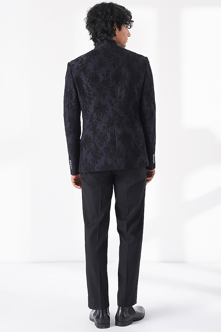 Oxidised Purple Silk Thread Embroidered Groom Bandhgala by Dhruv Vaish at Pernia's Pop Up Shop
