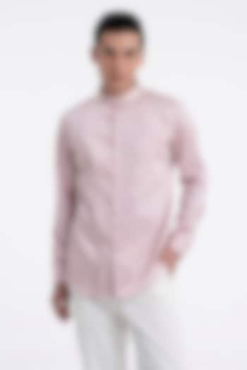 Rosewater Pink Cotton Satin Shirt by Dhruv Vaish