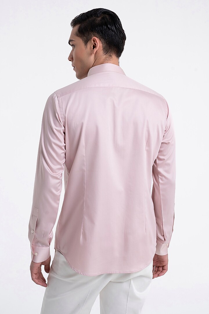 Rosewater Pink Cotton Satin Party Wear Shirt by Dhruv Vaish at Pernia's Pop Up Shop