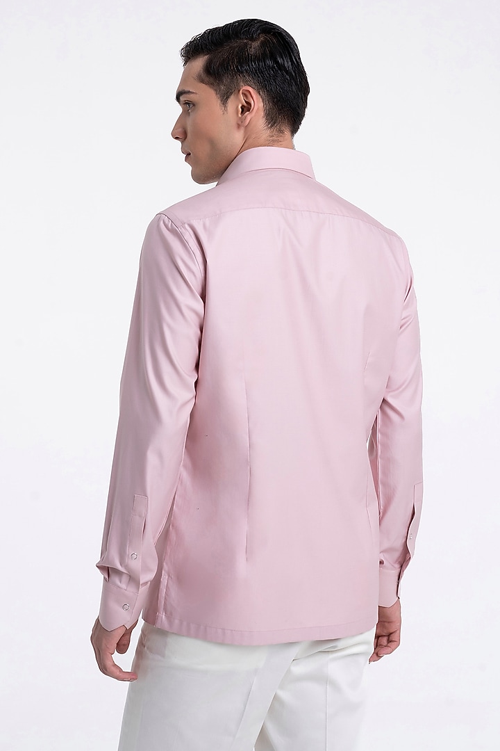 Rosewater Pink Cotton Satin Party Wear Shirt by Dhruv Vaish at Pernia's Pop Up Shop