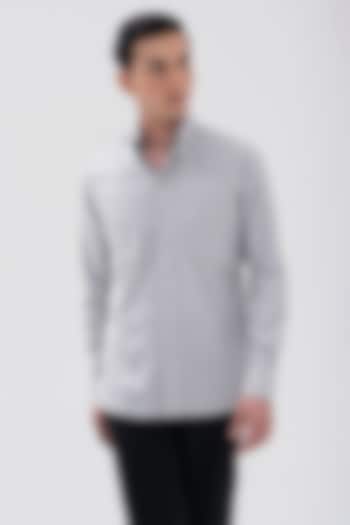 Silver Grey Cotton Satin Shirt by Dhruv Vaish