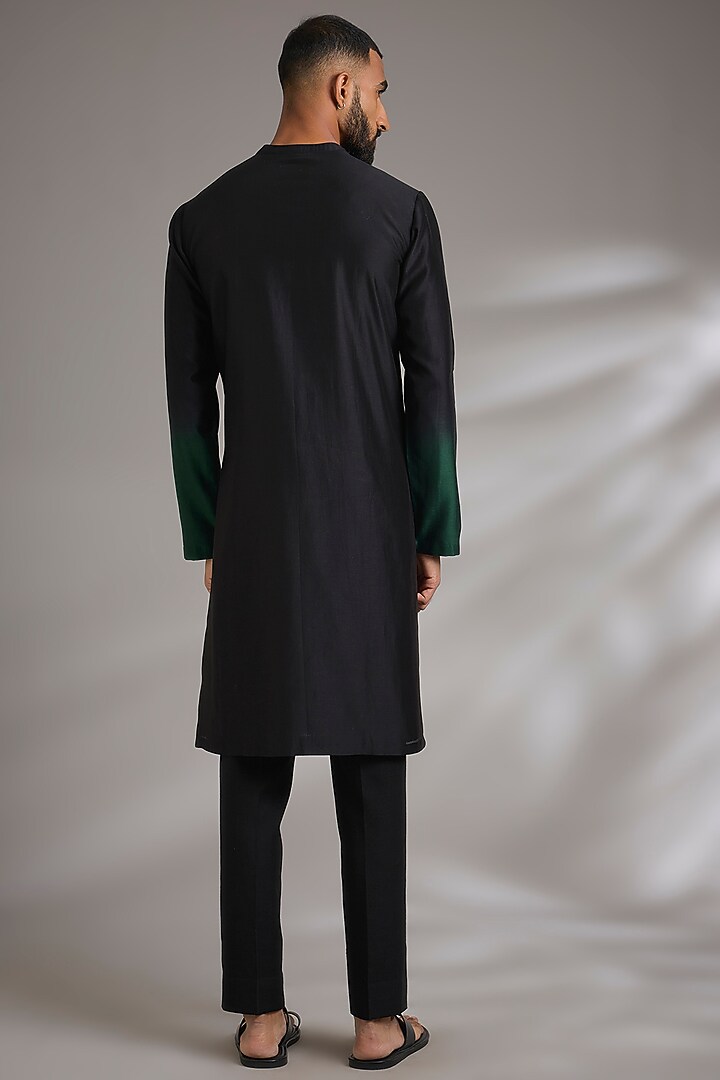 Bottle-Black Silk KurtaSet by Dhruv Vaish at Pernia's Pop Up Shop