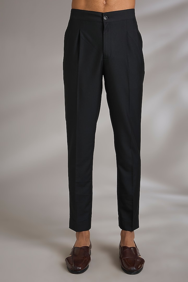 Black Suiting Wedding Bandhgala Set by Dhruv Vaish at Pernia's Pop Up Shop