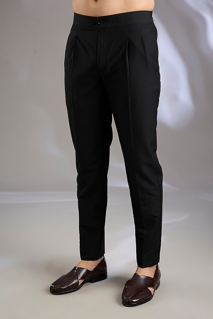 Black Silk Groom Sherwani Set by Dhruv Vaish at Pernia's Pop Up Shop