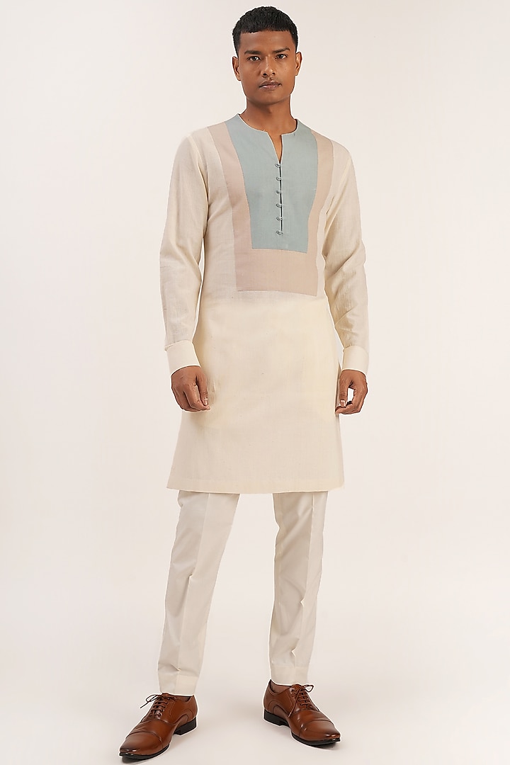 White Handloom Cotton Kurta by Dhruv Vaish