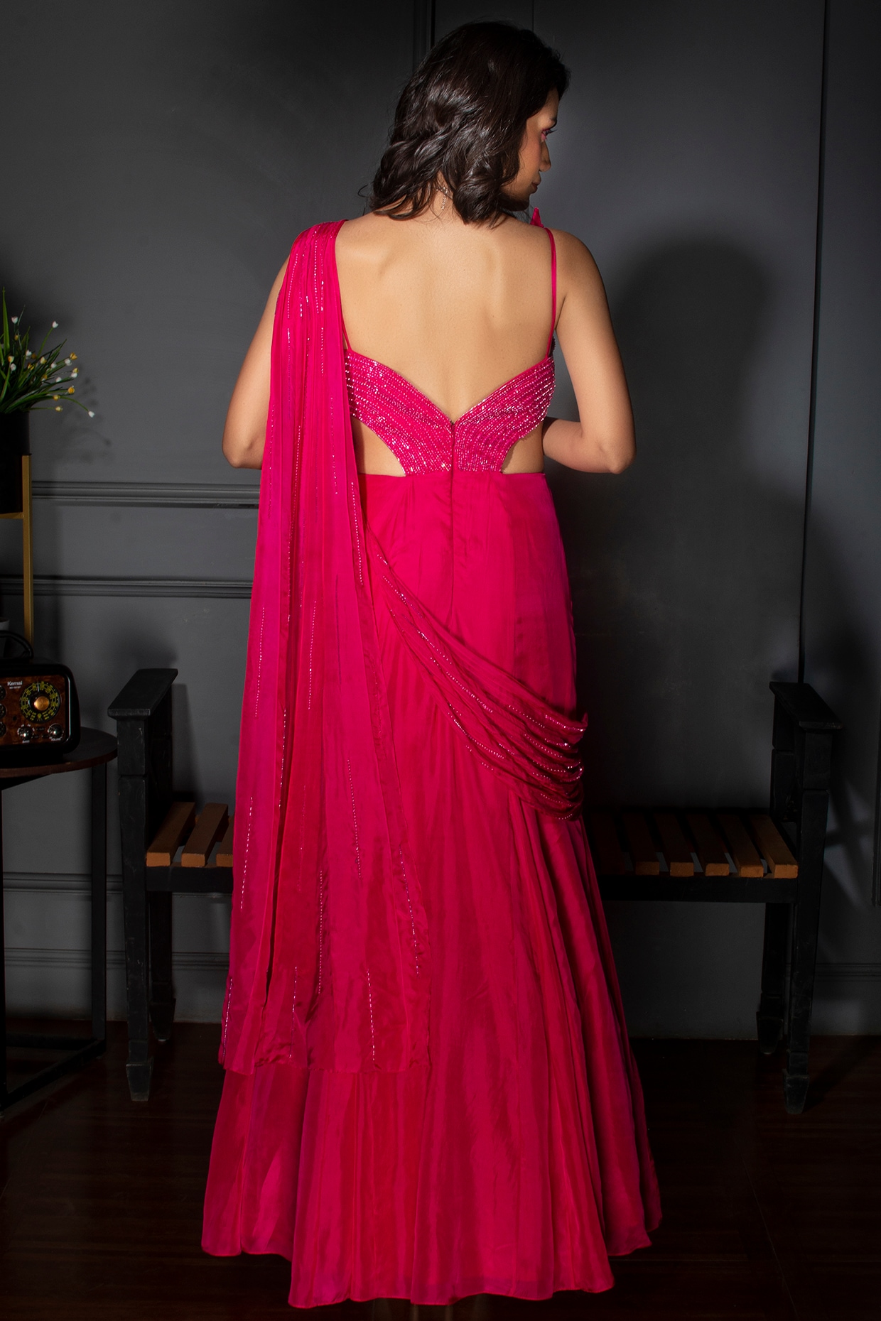 Reuse your net saree to make beautiful party gown/convert your net saree  into party gown - YouTube