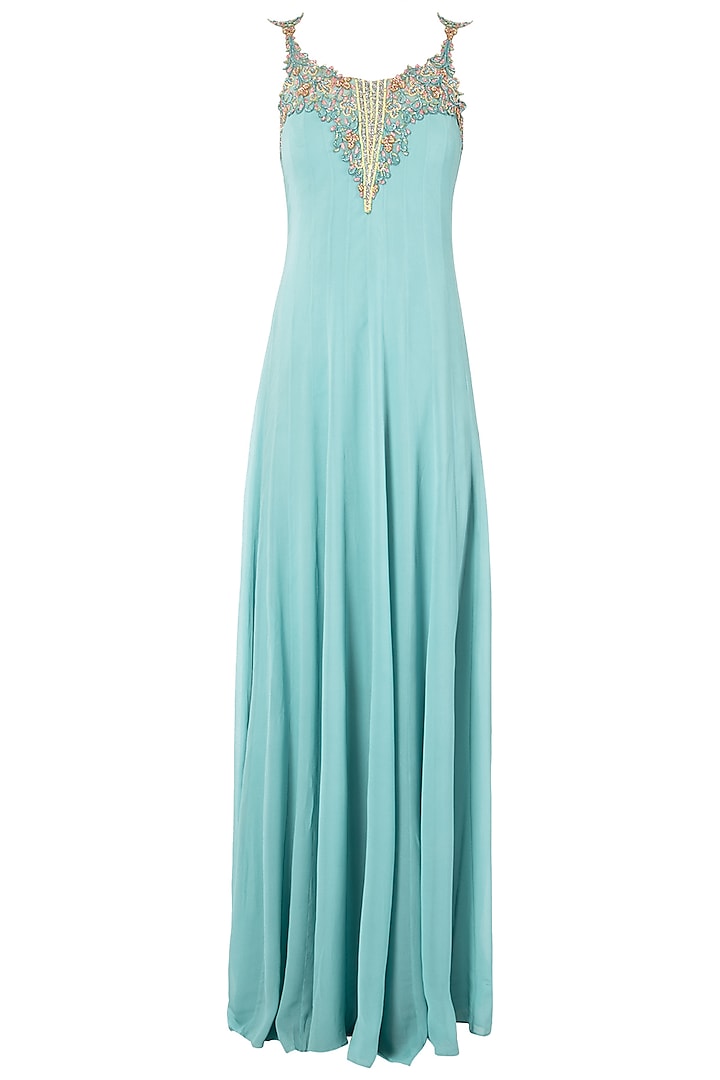Mint green embroidered gown available only at Pernia's Pop Up Shop. 2024