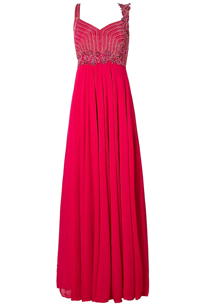 Magenta Embellished Gown by Dhwaja