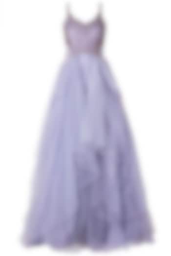 Lilac Embroidered Gown by Dhwaja