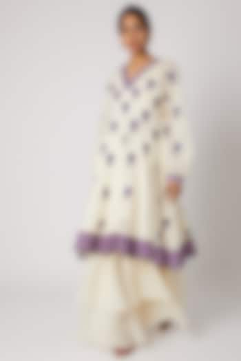 Off White Embroidered Anarkali by Divya Anand