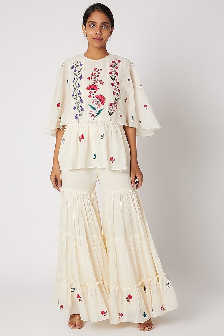 Off White Embroidered Tunic by Divya Anand
