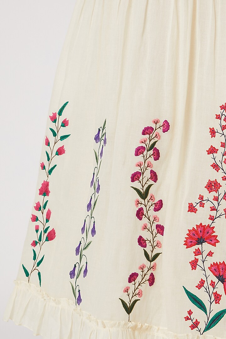 Off White Embroidered Maxi Vacation Dress by Divya Anand at Pernia's Pop Up Shop