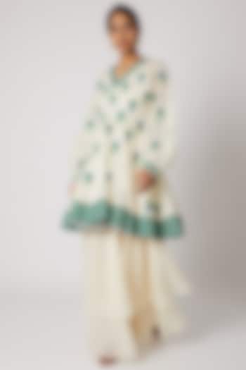 Off White Aari Embroidered Anarkali by Divya Anand