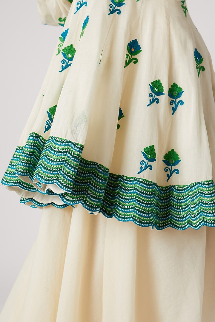 Off White Aari Embroidered Party Wear Anarkali by Divya Anand at Pernia's Pop Up Shop