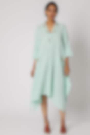 Sky Blue Embroidered Asymmetrical Kurta by Divya Anand at Pernia's Pop Up Shop