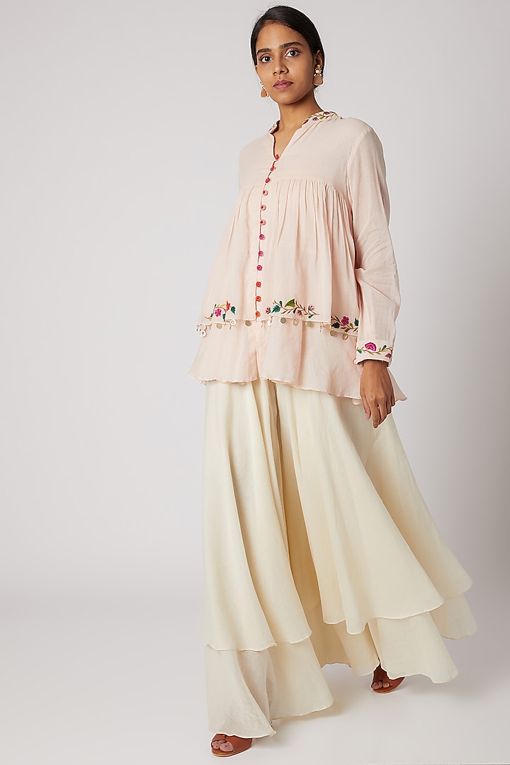 Rose Pink Embroidered Tunic by Divya Anand
