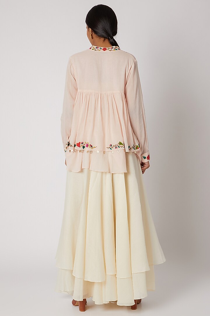 Rose Pink Embroidered Tunic by Divya Anand at Pernia's Pop Up Shop