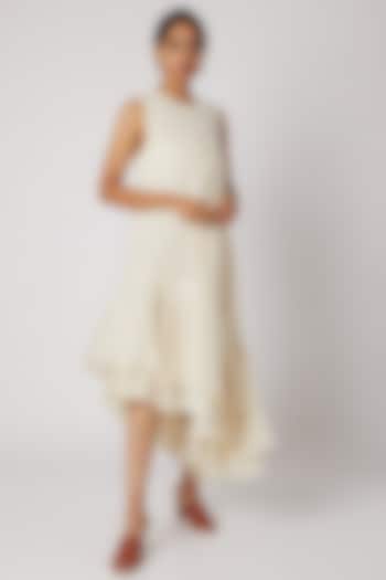 Off White Asymmetrical Dress by Divya Anand