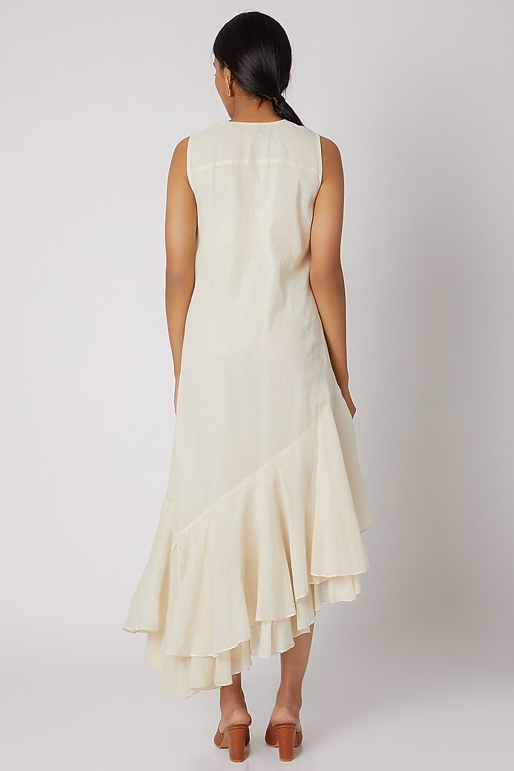 Off White Asymmetrical Dress by Divya Anand at Pernia's Pop Up Shop