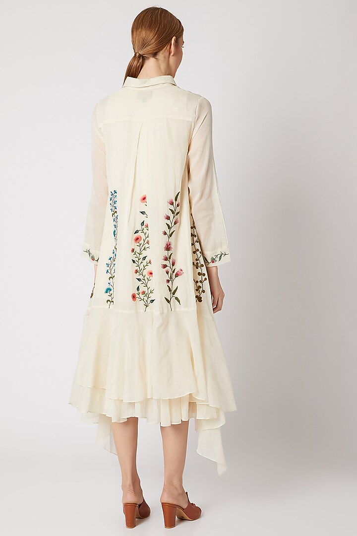 Off White Asymmterical Shirt by Divya Anand at Pernia's Pop Up Shop