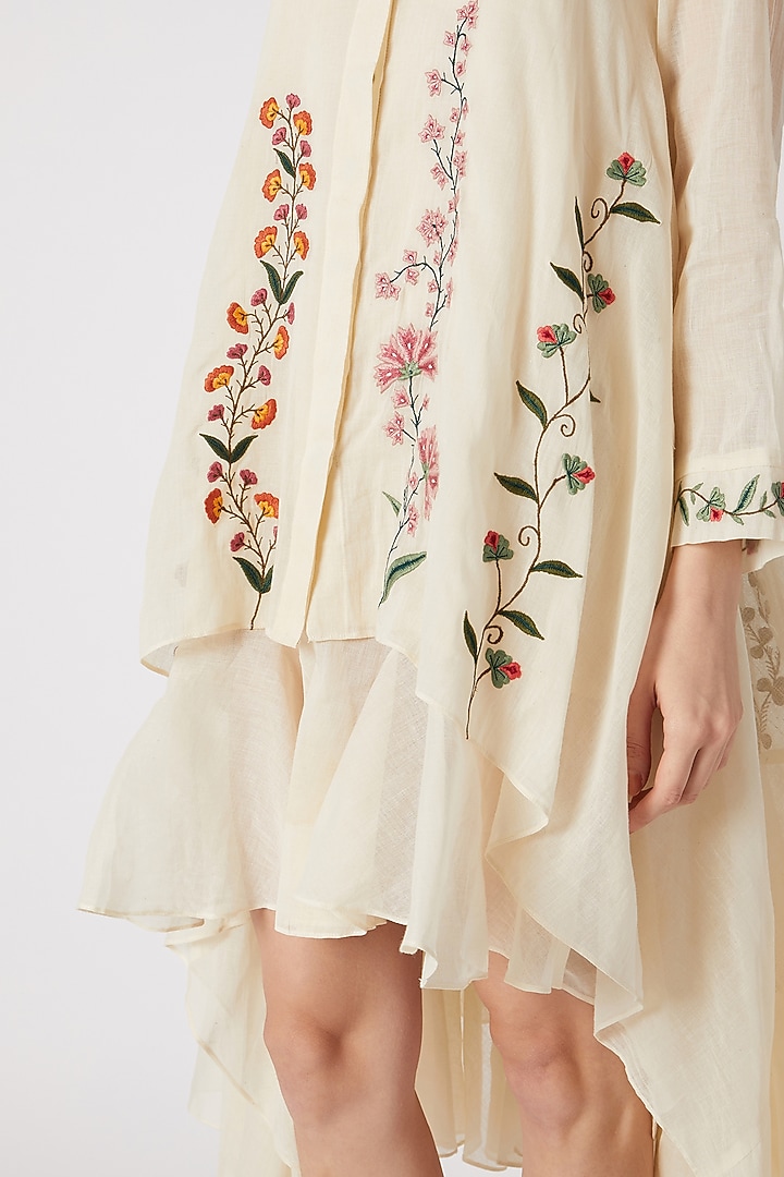 Off White Asymmterical Shirt by Divya Anand at Pernia's Pop Up Shop