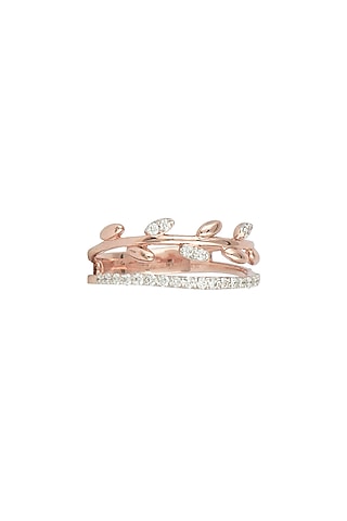 Rose Gold & Lab Grown Diamond Leaf Wrap Ring by Diai Designs