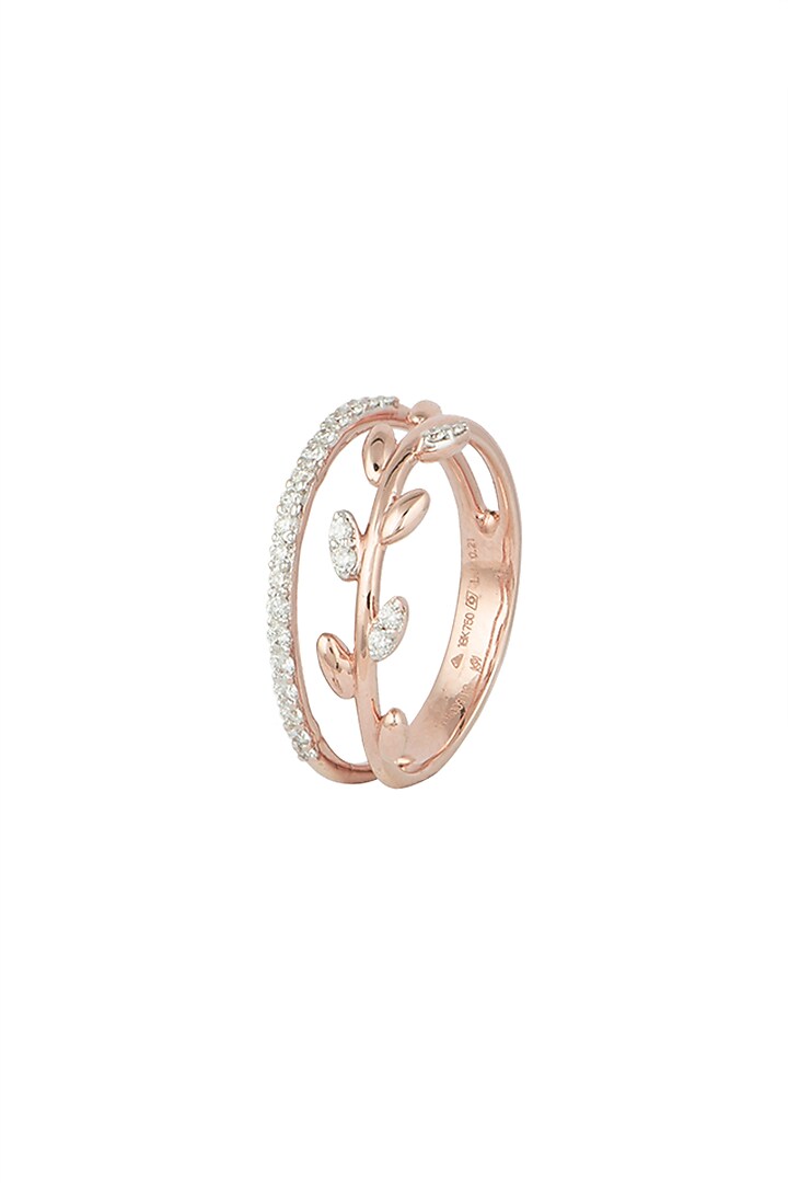 Rose Gold & Lab Grown Diamond Leaf Wrap Ring by Diai Designs at Pernia's Pop Up Shop