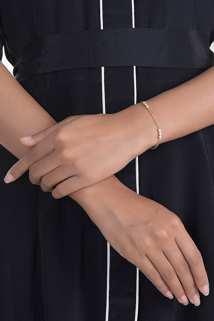 Gold & Lab Grown Diamond Hexagon Bracelet by Diai Designs at Pernia's Pop Up Shop