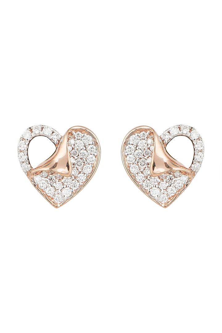 Rose Gold & Lab Grown Diamond Heart Stud Earrings by Diai Designs