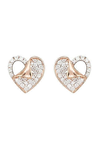 Rose Gold & Lab Grown Diamond Heart Stud Earrings by Diai Designs