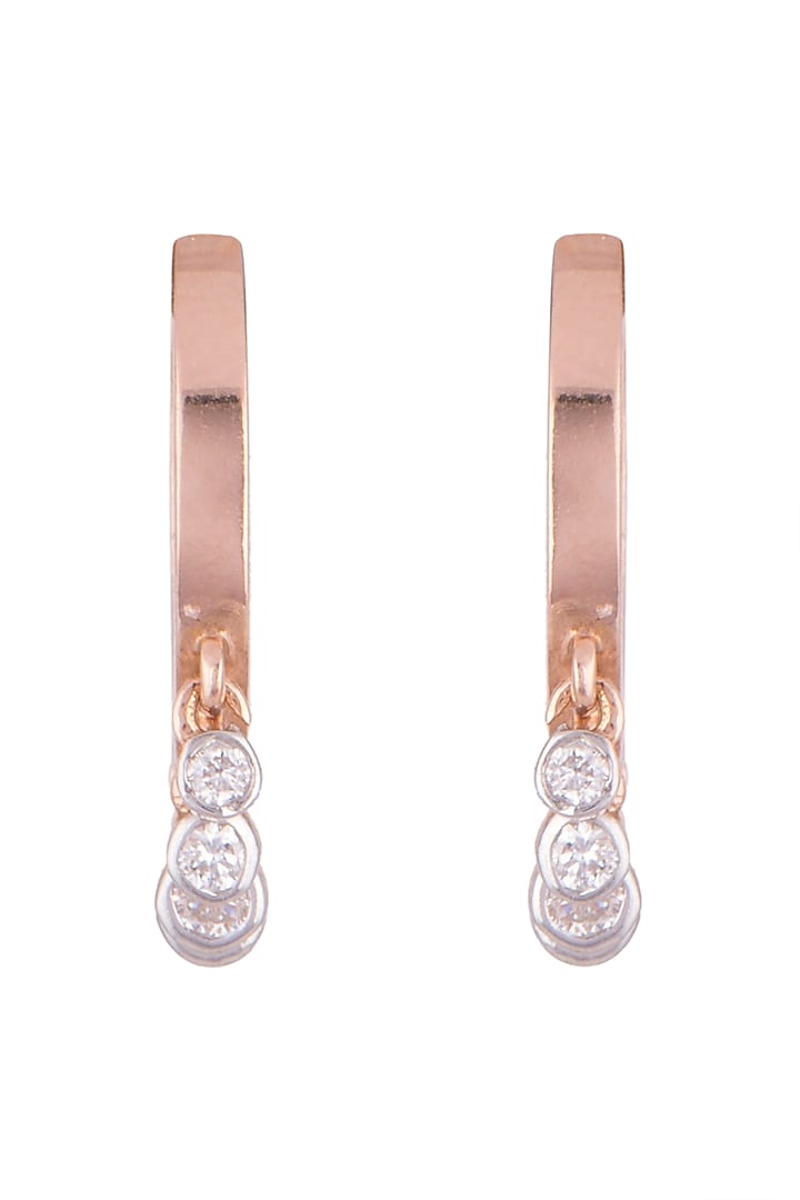 Rose Gold & Lab Grown Diamond Mini Dangler Earrings by Diai Designs