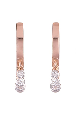 Rose Gold & Lab Grown Diamond Mini Dangler Earrings by Diai Designs