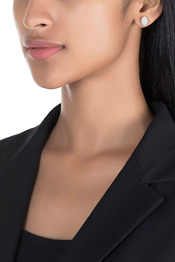 Rose Gold & Lab Grown Diamond Statement Stud Earrings by Diai Designs at Pernia's Pop Up Shop