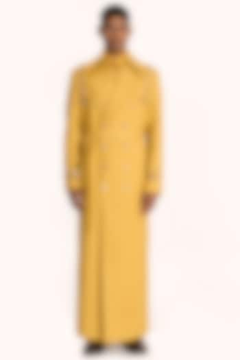 Yellow Italian Terry Rayon Overcoat by DIERMEISS BY THE DRAGON LADY