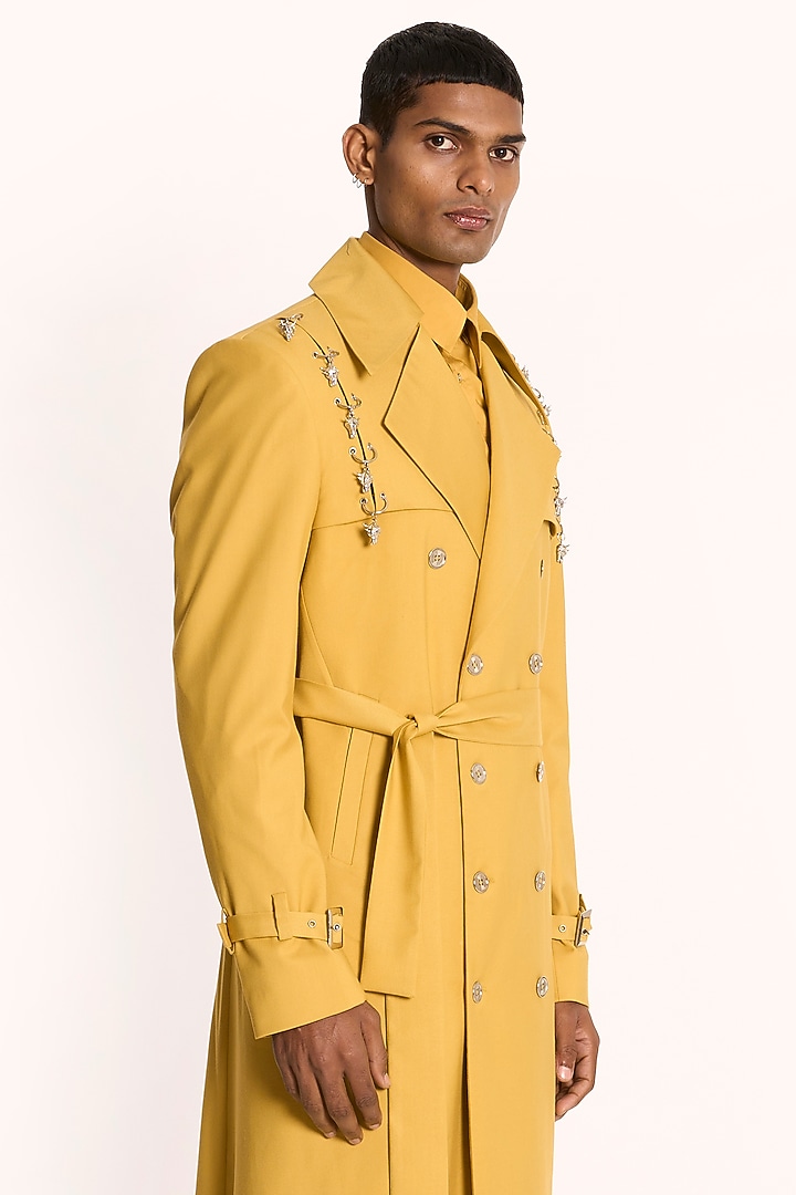 Yellow Italian Terry Rayon Overcoat by DIERMEISS BY THE DRAGON LADY at Pernia's Pop Up Shop