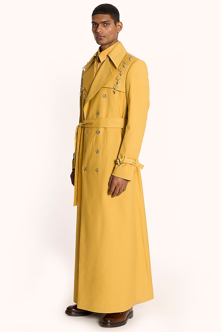 Yellow Italian Terry Rayon Overcoat by DIERMEISS BY THE DRAGON LADY at Pernia's Pop Up Shop