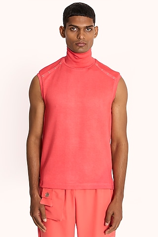 Coral Banana Crepe T-Shirt by DIERMEISS BY THE DRAGON LADY
