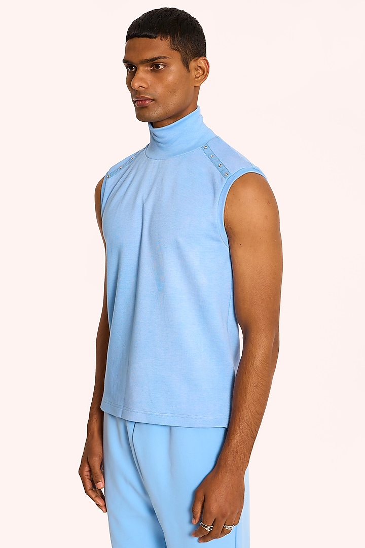 Pastel Blue Banana Crepe T-Shirt by DIERMEISS BY THE DRAGON LADY at Pernia's Pop Up Shop