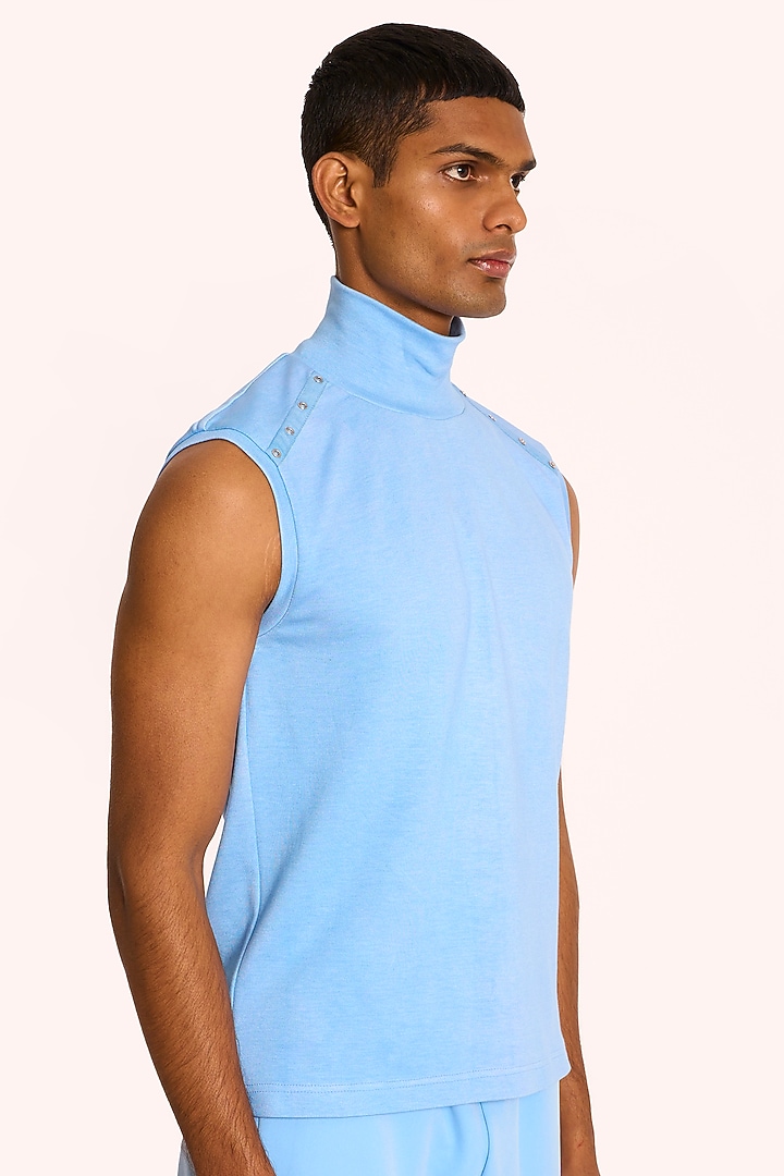 Pastel Blue Banana Crepe T-Shirt by DIERMEISS BY THE DRAGON LADY at Pernia's Pop Up Shop