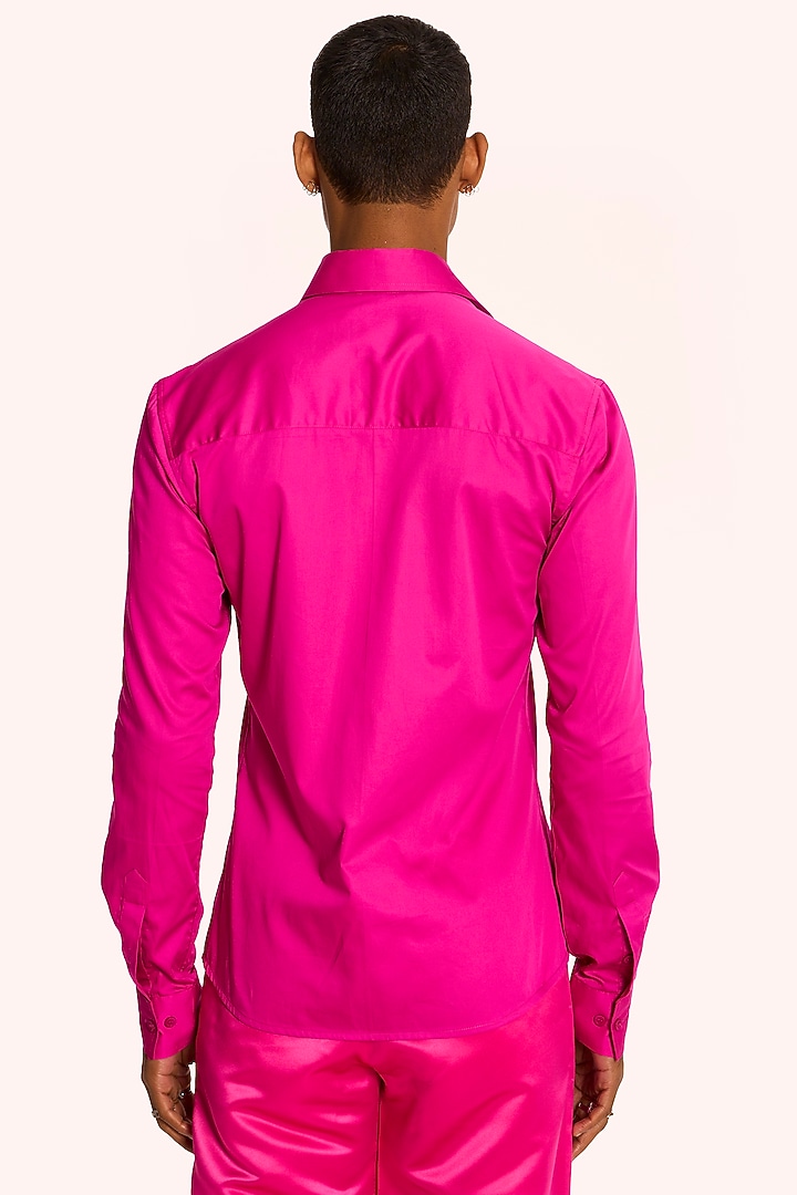 Pink Cotton Satin Summer Shirt by DIERMEISS BY THE DRAGON LADY at Pernia's Pop Up Shop
