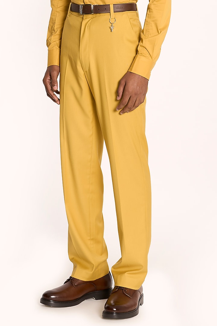 Yellow Italian Terry Rayon Trousers by DIERMEISS BY THE DRAGON LADY at Pernia's Pop Up Shop